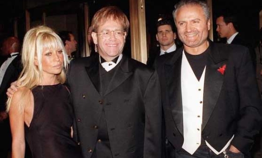 Gianni and Donatella Versace With Elton John
